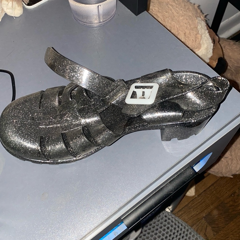Grey sparkle jelly sandal